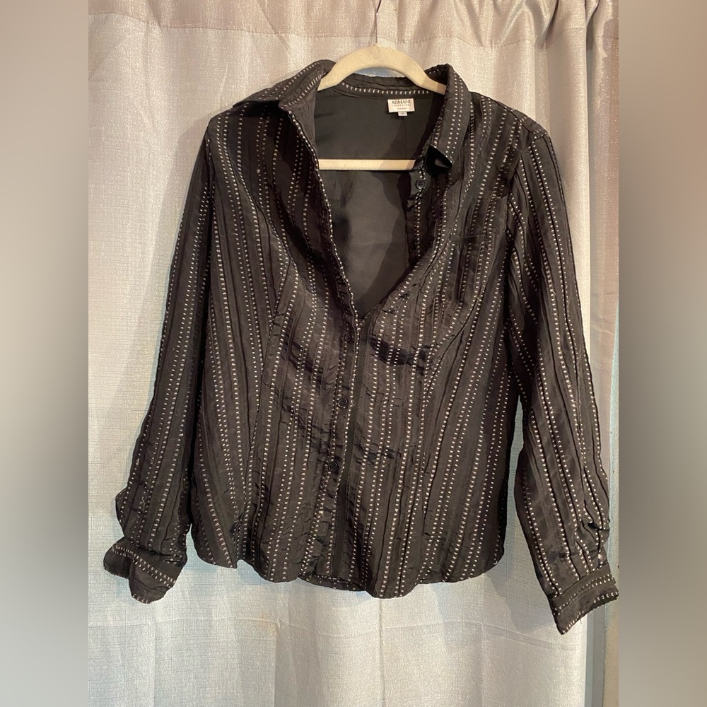 Armani Collezioni Black Boxy Button Down Shirt